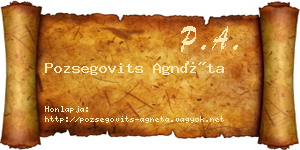Pozsegovits Agnéta névjegykártya